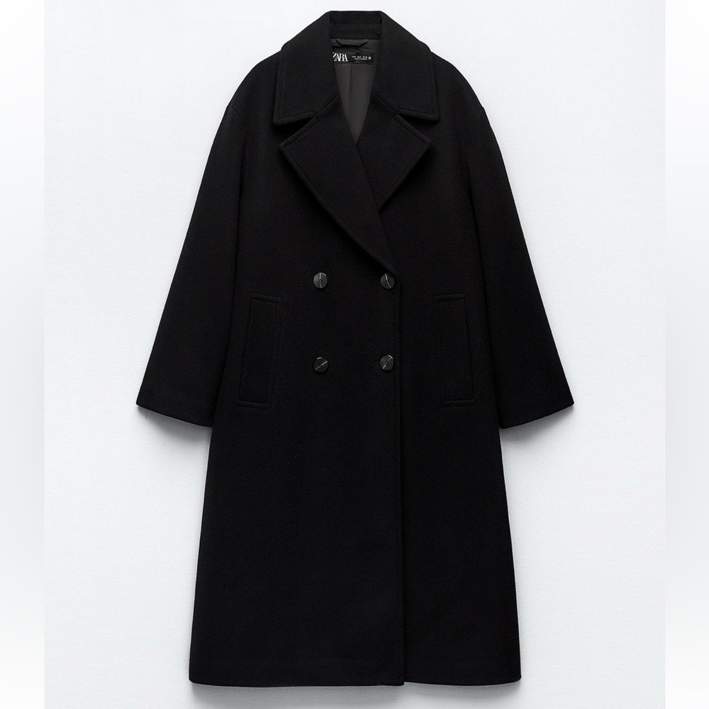 Zara Women's Long soft oversized coat, large